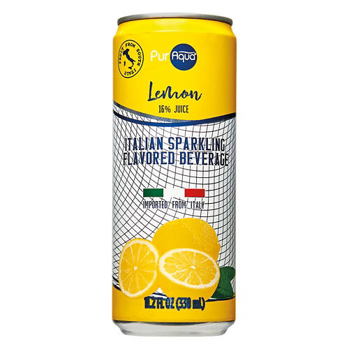 Italian Lemon Flavored Sparkling Soda, 11.2 fl oz can Product Image Front shot 01