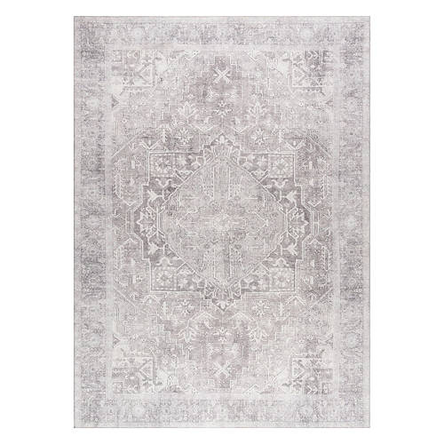 5' x 7' Chenille Washable Area Rug - Gray Traditional Product Image Front shot 01