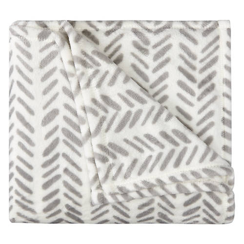 Twin Size Super Soft Royal Plush Blanket - Gray Feather