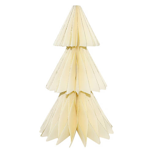 11.5" Tall Holiday Cone Shaped Paper Tree, Ivory