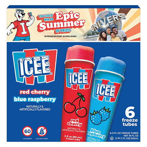 Red Cherry & Blue Raspberry Flavored Freeze Tubes, 6 count Product Image Front shot 01
