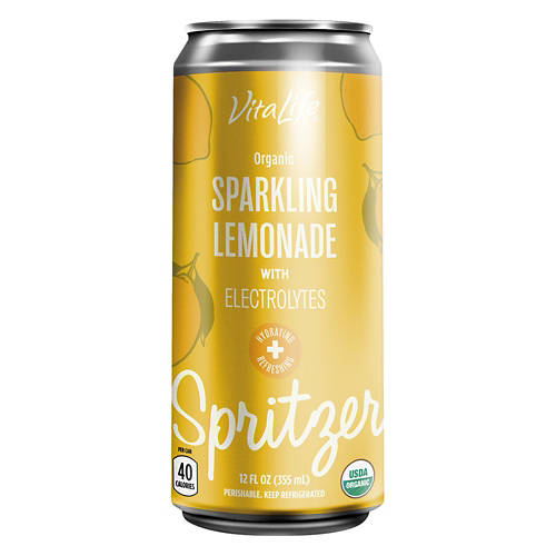 Organic Lemonade Electrolyte Soda, 12 fl oz can Product Image Front shot 01