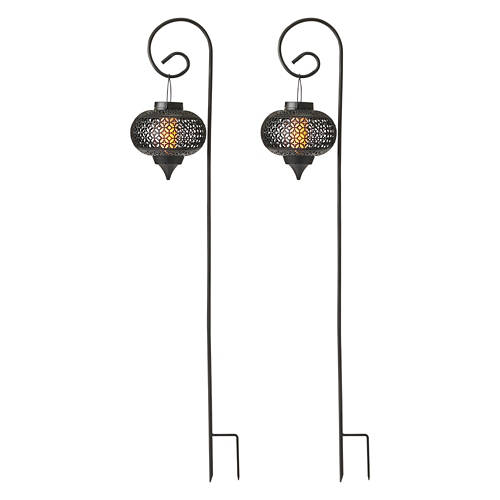 2 Pack Solar Stake Lanterns, Black