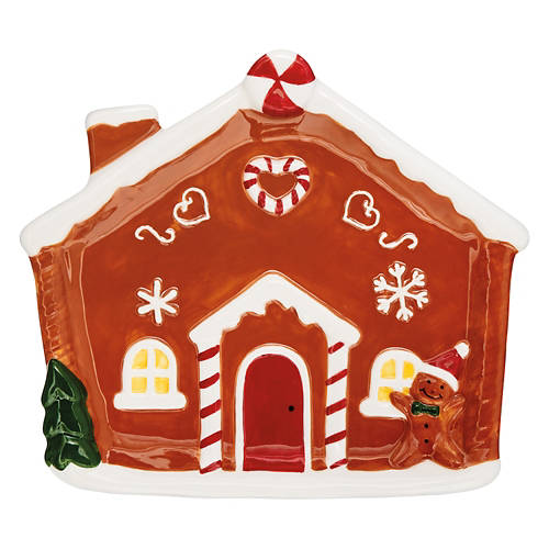 Gingerbread House Shaped Holiday Plate