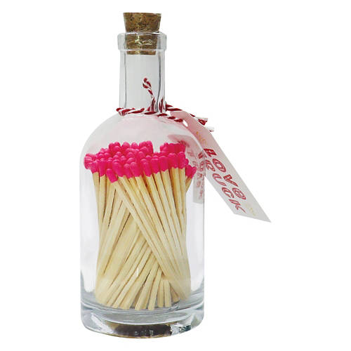 Valentine's Matches Holder - Love Struck, Natural Matches/Hot Pink Tips