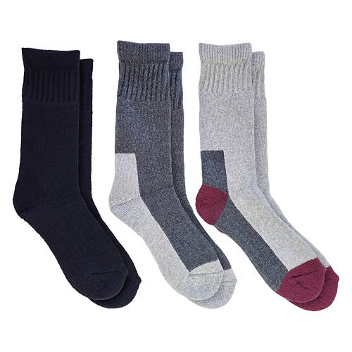 Ladies 3 Pack Thermal Performance Cotton Socks - Black/Gray/Red