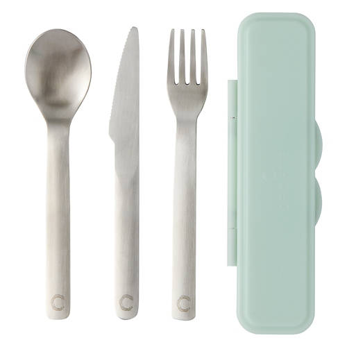 Reusable Stainless Steel Cutlery Set, Green