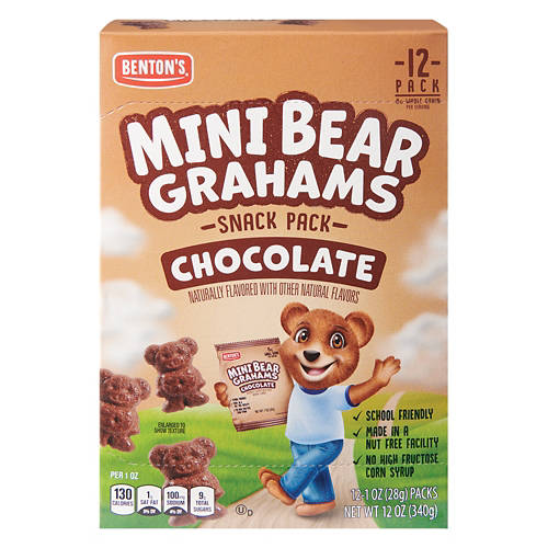 Mini  Bear Chocolate Grahams Snack Packs, 12 oz Product Image Front shot 01