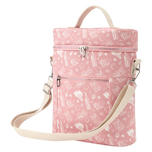 Wine Cooler Bag - Pink, Holds Up To 3 Bottles Product Image Front shot 01