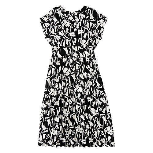 Ladies Short Sleeve Midi Dress with Built in Bra - Black, L Product Image Front shot 01