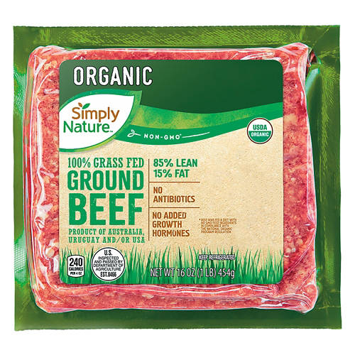 Organic  Grass  Fed 85% Lean Ground Beef, 1 lb