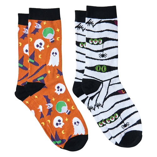 2 Pack Ladies Halloween Socks - Witches/Mummy