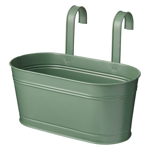 Metal Hanging Trough Planter, Green