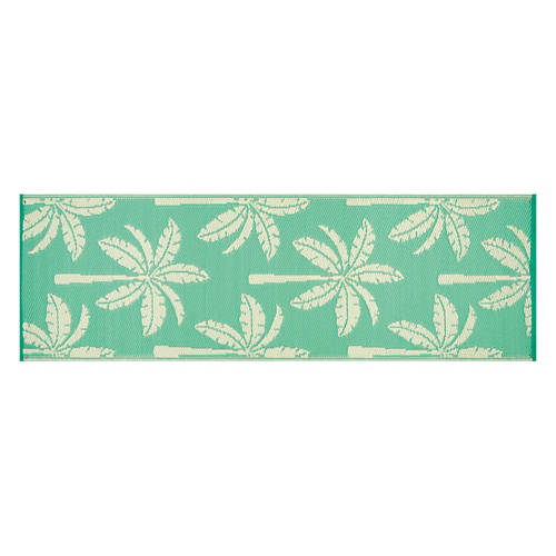 2' x 6' Reversible Indoor/Outdoor Runner - Teal Palm Tree Product Image Front shot 01