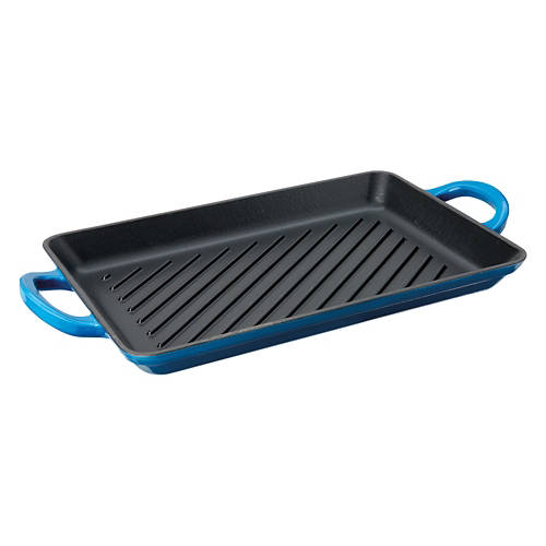 Cast Iron Skinny Grill Pan, Blue