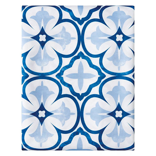 60" x 102" Indoor/Outdoor Tablecloth, Blue Tile Geo