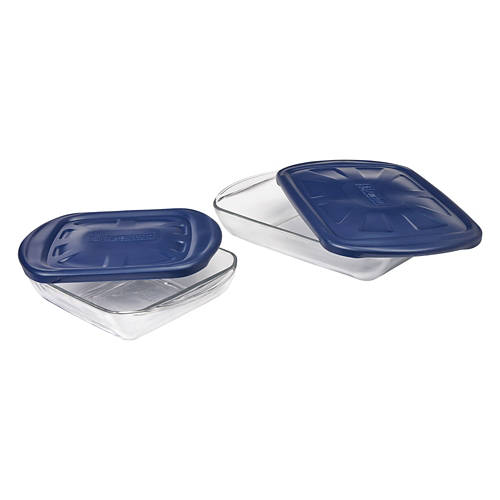 4 Piece Glass Bake & Storage Containers, Blue