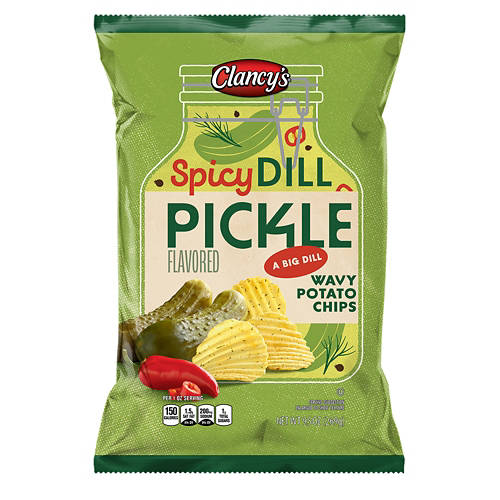 Spicy Dill Pickle Flavored Wavy Potato Chips, 9.5 oz