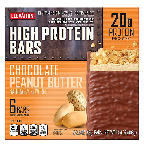 Chocolate  Peanut Butter High Protein Bars, 6 count