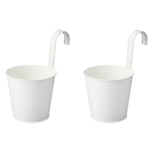 2 Pack Metal Hanging Pots, White