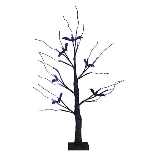 24" LED Halloween Birch Tree - Bat