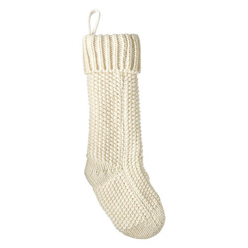 6.3” X 23.5” Knit Holiday Stocking, White