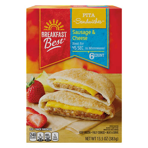 Sausage & Cheese Pita Sandwiches, 6 count Product Image Front shot 01