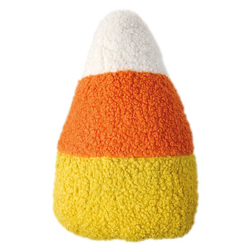 15” x 11” Candy Corn Shaped Halloween Sherpa Pillow