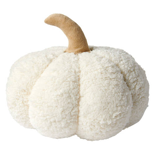 11" Sherpa Pumpkin Pillow, White