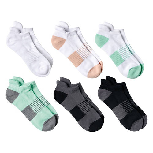 6 Pack Ladies Premium Athletic Low Cut Socks, Black & White