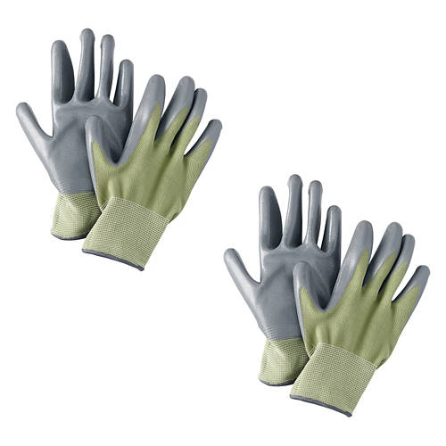 2 Pack Nitrile Gardening Gloves - Green, M