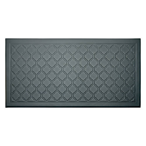 20" X 39" Gray Quatrefoil Comfort Kitchen Mat